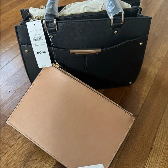 Ann Taylor Black and Tan Two Piece Women's Bag. NWT. Gift ready. Ships fast. - Picture 12 of 14